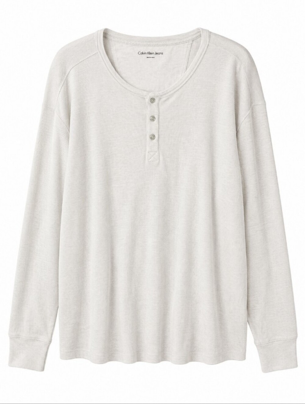 Calvin Klein Jeans Men's Light Cream Henley Pullover